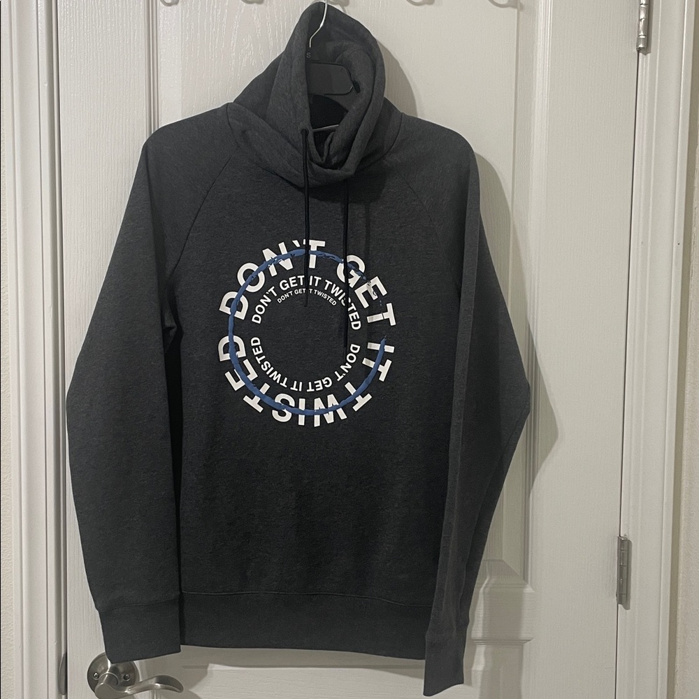 H&M Charcoal Turtleneck Sweater with White Text